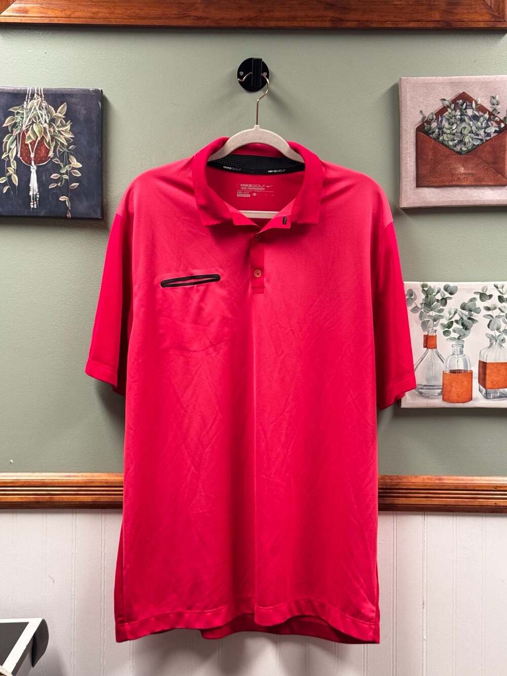 Nike Golf Tour Performance Dri-Fit Red Short Sleeve Polo Shirt Men's XL